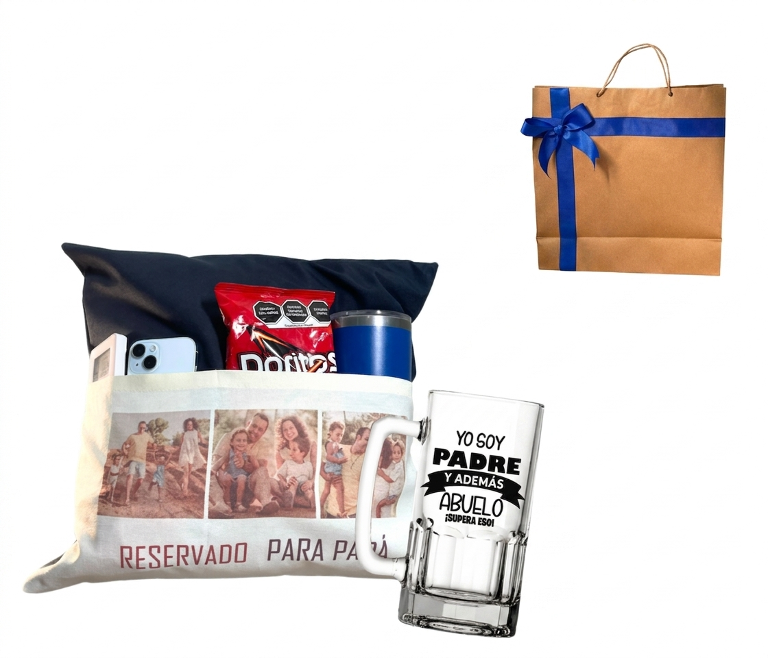 Paquete día del Padre con Almohada + Tarro Cervecero 16oz